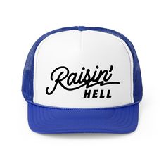 Introducing the Raisin' Hell Trucker Hat, the perfect accessory for country concert goers. With a vintage snapback cap design, this hat adds a cool retro touch to any streetwear look. Embrace your inner western style with this versatile and stylish accessory. Vintage Snapback, Country Concerts, Country Concert, Custom Pet Portraits, Cap Design, Snapback Cap, Western Style, Stylish Accessories, Tee Shop