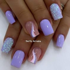 Nails Gels Short, February Nails Short Square, Fancy Nails Designs Latest Fashion, Birthday Vacation Nails, Spring Glitter Nails, Girly Nail Designs, Spring Nails Short, Trendy Nails Ideas, Multicolored Nails