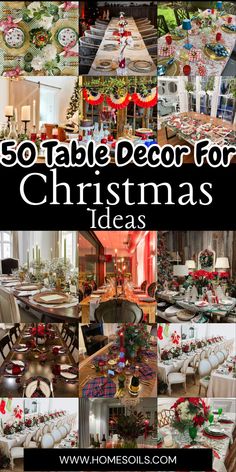 christmas tables and chairs are decorated with holiday decorations