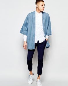 Kimono Fashion Street Style Casual, Kimono Men, Denim Kimono, Male Kimono, Mode Kimono, Fashion Street Style, Mode Inspo, Old Man, Kimono Fashion