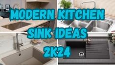 modern kitchen sink ideas for 2x4 or 4x4 sinks in various styles and colors