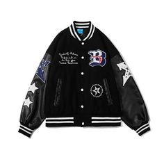 Luxury Men's Varsity Jacket With Ribbed Cuffs, Luxury Hooded Men's Varsity Jacket, Cheap Black Varsity Jacket For Fall, Luxury White Urban Varsity Jacket, Luxury Men's Varsity Jacket With Pockets, Luxury Streetwear Varsity Jacket, Luxury Varsity Outerwear, Luxury Men's Casual Varsity Jacket, Luxury Varsity Streetwear Track Jacket