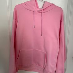 Excellent Condition! Never Worn However No Tags Pink Hooded Hoodie With Pockets, Pink Crew Neck Hoodie With Kangaroo Pocket, Pink Fleece Hoodie With Kangaroo Pocket, Pink Hooded Casual Sweater, Casual Pink Hooded Sweater, Casual Pink Fleece Sweater, Casual Pink Sweater With Drawstring Hood, Casual Pink Hoodie Sweater, Spring Fleece Sweater With Drawstring Hood