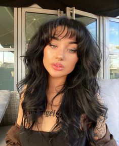 Edgy Long Haircut, Hairstyles For Layered Hair, Edgy Hair, Short Hair Color, Hair Color And Cut, Long Black Hair, Hair Dye Colors, Hair Inspo Color, Aesthetic Hair