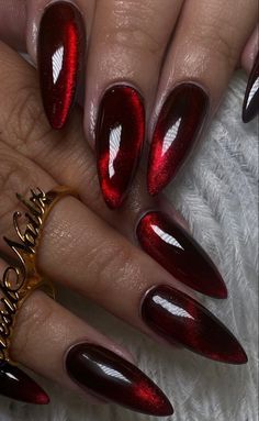 Red Chrome Nails, Dark Red Nails, Velvet Nails, Cute Simple Nails