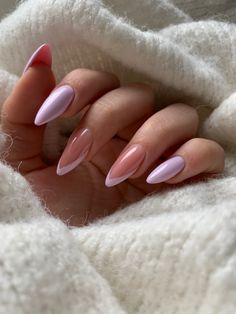 Pointed Almond Nails Short, Simple Nail Art Almond Nails, Almond Nails 2023, Trendy Nails Purple, Wow Nails, Blush Nails, Acrylic Nails Coffin Short, Neutral Nails