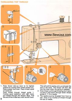 an instruction manual for sewing with instructions on how to use the sewing machine, including instructions