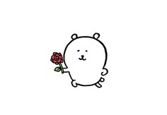 a drawing of a teddy bear holding a rose