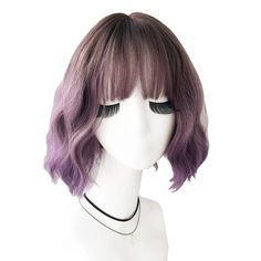 PRICES MAY VARY. Title: URCGTSA Ombre Color Natural Wavy Bob Wig With Air Bangs Short Bob Wigs Women's Curly Wigs Purple Wavy Synthetic Hair Cosplay for Girl Colorful Wigs (Smoky purple). Product Type: Products > Hair Care > Hair Extensions, Wigs & Accessories > Wigs Natural Wavy Bob, Wigs Purple, Wavy Bob Wig, Colorful Wigs, Air Bangs, Wavy Bob, Bangs Short, Healthy Natural Hair, Wavy Bobs