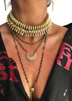 pebby forevee Necklace Gold RUKIYA STATEMENT CHOKER NECKLACE Layered Necklaces Boho, Boho Choker Necklace, Jewelry Casual, Necklace Outfit, Big Necklace, Layered Chokers, Boho Choker, Statement Choker, Statement Choker Necklace