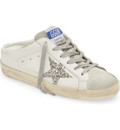 Golden Goose Super-Star Sabot Mule Sneaker (Women) | Nordstrom Golden Goose Mules, Midstar Golden Goose, Golden Goose Sabot Shearling, Golden Goose Midstar Bold, Golden Goose Pearl Sneakers, Golden Goose Blue Star, Shoes Box, Mule Sneakers, Preppy Shoes