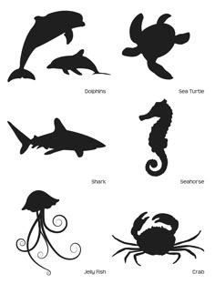 the silhouettes of different sea animals are shown in this screenshote screen shot