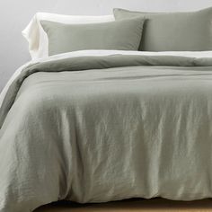 You'll love winding down for the night in the comfort of the Hemp Duvet and Sham Set from Casaluna™. This bedding set comes with an oversized duvet cover and two standard-sized shams, all made from 100percent hemp that's breathable and lightweight to keep you feeling comfortable throughout the night, even when it's warm. An array of neutral hues and muted shades of green, pink and yellow give you plenty of options to choose from to create a relaxing aesthetic you'll love. Simply add a Casaluna d Sage Bedding, Relaxing Aesthetic, Jersey Bedding, Small Bedroom Decor Ideas, Top Of Bed, Zen Room, Green Duvet, Small Bedroom Decor, Green Bedding