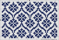 a blue and white cross stitch pattern