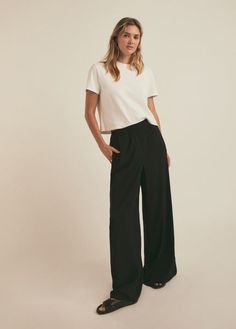 THE SUMMER FRIDAY PANT Wide Leg Trousers Outfit, Summer Friday, Friday Shirt, Trouser Outfits, The Friday, Black Wide Leg Pants, Go With The Flow, Favorite Daughter, Summer Fridays