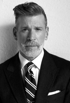 Nick Wooster Nick Wooster, Style Gentleman, Handlebar Mustache, Stylish Haircuts, Moustaches, Hairstyle Gallery, Mens Cuts, Hair Photo