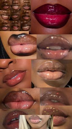 Dark Upper Lip, Two Tone Lips, Glossy Lip Combo, Combo Wallpaper, Lip Combinations, Makeup Cc