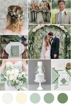 the wedding color scheme is green and white