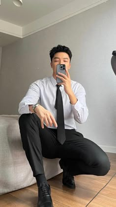 Office Guy Outfit, Korean Male Outfits Formal, Korean Fashion Men Formal Suits, Black Formal Dress Men Korean, Black Polo Outfit Men Korean, Korean Guy Black Outfit, Dapper Gentleman Style, Lawyer Outfits