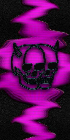 a purple and black background with a skull on it