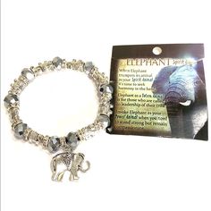 New Made On Stretch Material To Fit Most Wrists Beaded Spacer Beads Have Small Rhinestones Also Small Elephant Beads Includes Elephant Spirit Guide Meaning Card Elephant Charm Is Approx 1” X 3/4” Juicy Couture Charms Bracelet, James Avery Charms, Womens Ankle Bracelets, Small Elephant, Rustic Cuff, Spirit Guide, Elephant Bracelet, Bow Bracelet, Gold Charm Bracelet