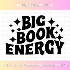 the big book energy svg file is shown in black and white with stars on it