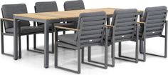 an image of a dining table and chairs with grey upholstered seats on white background