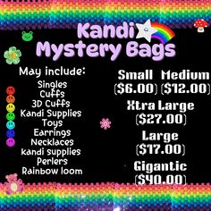 the rainbow mystery bags are available for purchase