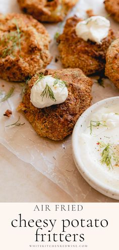 an air fried cheesey potato fritters with ranch dip