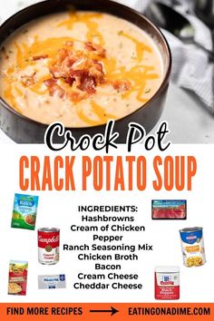 Potato Soup Crock Pot Easy, Potato Soup Crock Pot, Crockpot Soup Recipes, Potato Soup Recipe, Crock Pot Cooking