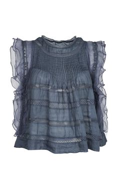 Fest Outfits, Blue Striped Shirt, Sheer Shirt, Stockholm Fashion, Sleeveless Tops, Sheer Top, Slate Blue, Moda Operandi