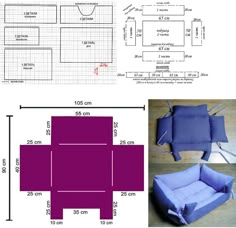 the floor plan is shown with measurements and instructions for how to make an easy chair