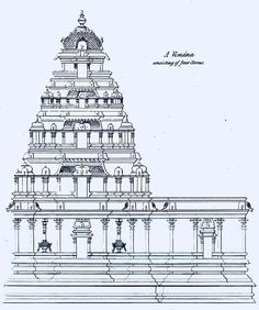 an architectural drawing of a temple