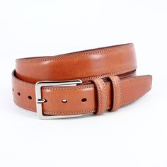 Hand Antiqued Italian Calfskin Leather Belt in Saddle by Torino Leather Elegant Brown Calf Leather Belt, Classic Calf Leather Belt Buckles For Formal Wear, Formal Brown Calf Leather Belt, Timeless Brown Belts For Formal Occasions, Timeless Brown Belt For Formal Occasions, Timeless Brown Belt Buckles For Formal Occasions, Classic Leather Belt Buckles With Removable Belt, Timeless Brown Belt Buckles For Business, Classic Bridle Leather Belt With Removable Buckle