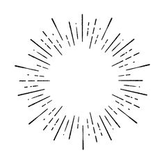 a black and white drawing of a sunburst in the middle of it's frame