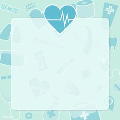 a blue heart with medical icons around it on a light green background, surrounded by other health related items