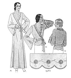 an old fashion sewing pattern with two women in dresses and one man wearing a hat