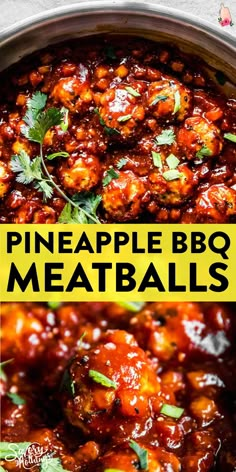 photo collage of pineapple bbq meatballs in skillet, yellow overlay with text saying "pineapple bbq meatballs" Pineapple Bbq Meatballs, Bbq Meatball Recipe, Bbq Meatballs, Meatball Recipes Easy, Healthy Family Meals, Beef Recipes Easy, Beef Dinner, Meatball Recipes, Beef Dishes