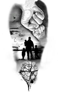 two people standing next to each other in front of a clock with hands on it