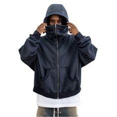 This streetwear double zip up hoodie is perfect for those looking for a high street style with a ninja touch. Made of high-quality cotton and polyester fabrics.  It has a stylish jersey bar pockets.      Fabric:       50% Cotton, 50% Polyester       The model weighs 60 Kg - 133 lbs. and wears size M  Size CM / INCH  Length  Chest  Width M  62.5 cm 24.6" 143 cm 56.2" 75 cm 29.5" L  64.5 cm 25.3" 149 cm 58.6" 75.5 cm 29.7" XL  66.5 cm 26.1" 155 cm 61" 80 cm 31.4" Ninja Mask, Ninja Hoodie, High Street Style, Men Fashion Casual Shirts, Fashion Mask, Hoodie Material, Face Design, High Fashion Street Style, Zip Up Hoodie