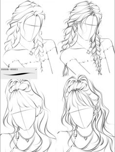 High Ponytail Drawing, Hair Styles Sketch, Long Hair Drawing Reference, How To Draw Hairstyles, Hair Sketches, How To Draw Anime