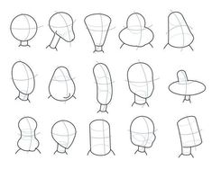 how to draw cartoon character heads with different poses and shapes for each character in the game