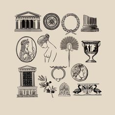 an assortment of ancient greek and roman designs