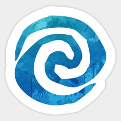 a blue and white circular sticker with the letter c in it's center