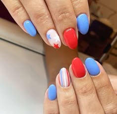 4th Of July Nail Ideas, 4th Nails, Patriotic Nails Design, Firework Nails, 4th Of July Nail, America Nails, Patriotic Nails, Usa Nails, Fourth Of July Nails