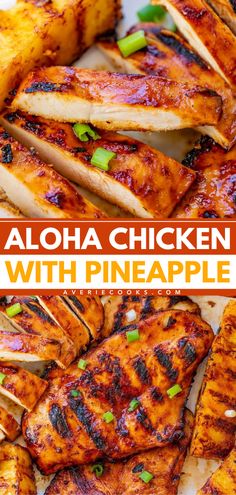 The perfect summer grilling idea for parties! Everyone will love this grilled aloha chicken. Not only is this Hawaiian Grilled Chicken and Pineapple flavorful, but it is also healthy and gluten-free! Plus, this summer dinner recipe is also great for casual weeknights! Grilling Out Ideas, Family Grill Dinner Ideas, Hawaiian Chicken Sides, Dinner Ideas Grilling, Grilled Chicken Recipes Easy Healthy, Summer Chicken Dishes, Food To Grill Ideas, Summer Grilled Chicken Recipes, Dinner Options For Family