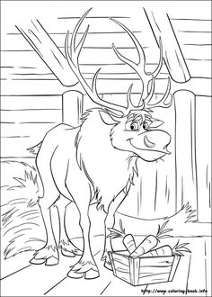 rudolph the reindeer from frozen water coloring pages for kids and adults, with an antelope standing in front of him