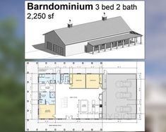 the floor plan for this barn is shown in two different views, and shows what it would look like