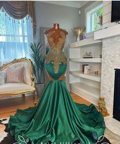 Gold And Green Prom, Green Gold Prom Dress, Gold And Green Prom Dress, Suede Prom Dress, Green And Gold Prom Dress, Green Prom Dresses Black Women, Formal Dress For Women, Prom Styles, Royal Attire