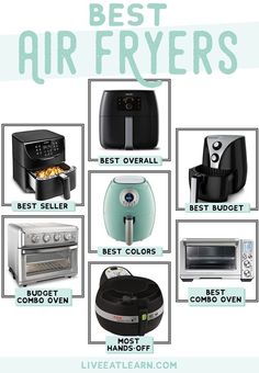 the best air fryers for home use are on display in this poster with instructions